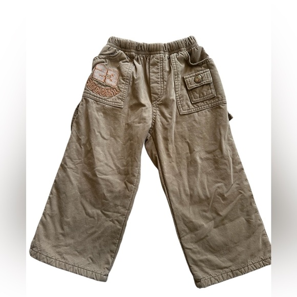 Boys Khaki Pull-On Cargo Pants Soccer 23 Patch Pockets Size 5 - Picture 1 of 7